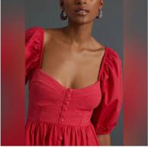 NWT Maeve Anthropologie Puff Sleeve Sweetheart Mini Dress (MSRP: $148) Large - Picture 5 of 6